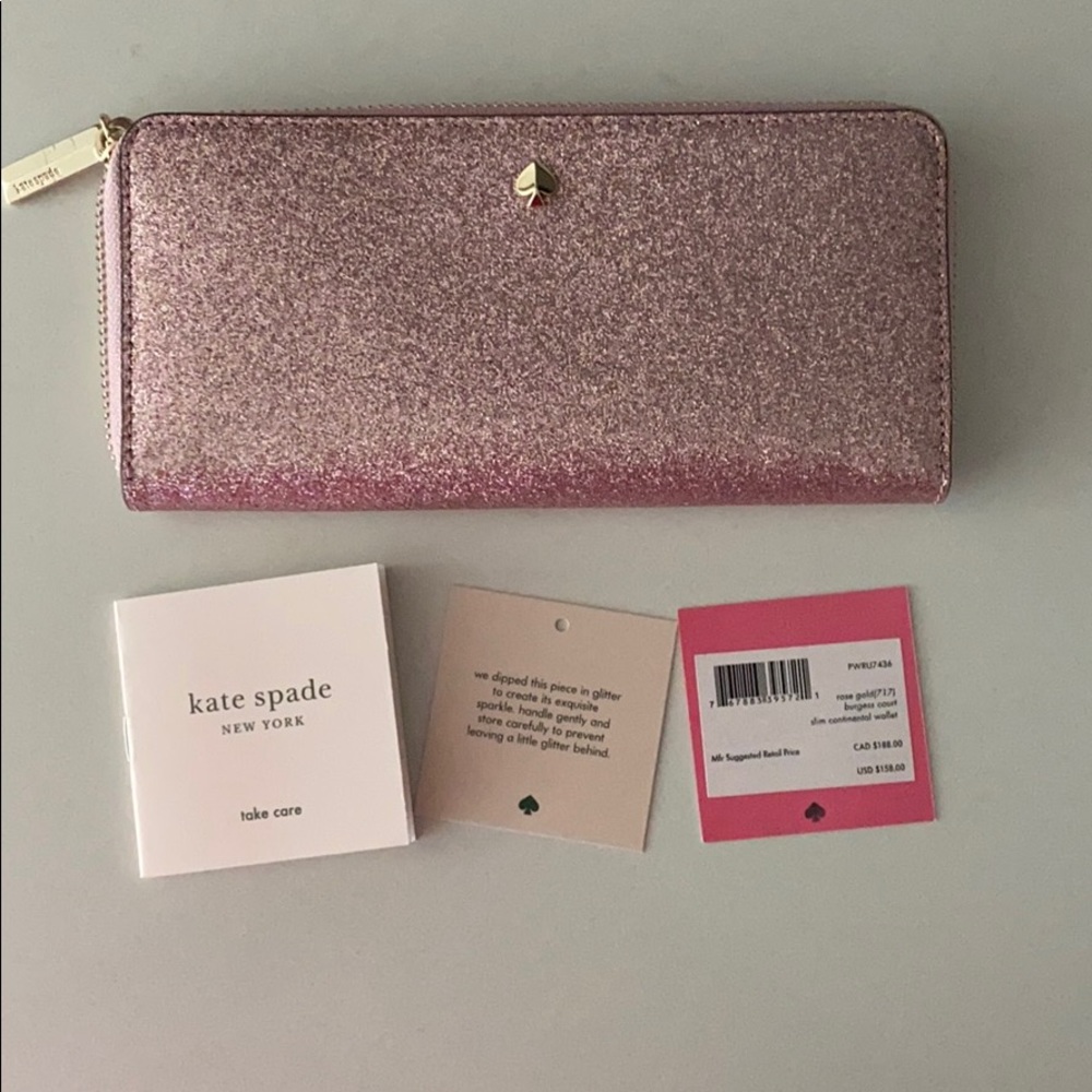 kate spade rose gold slim continental wallet